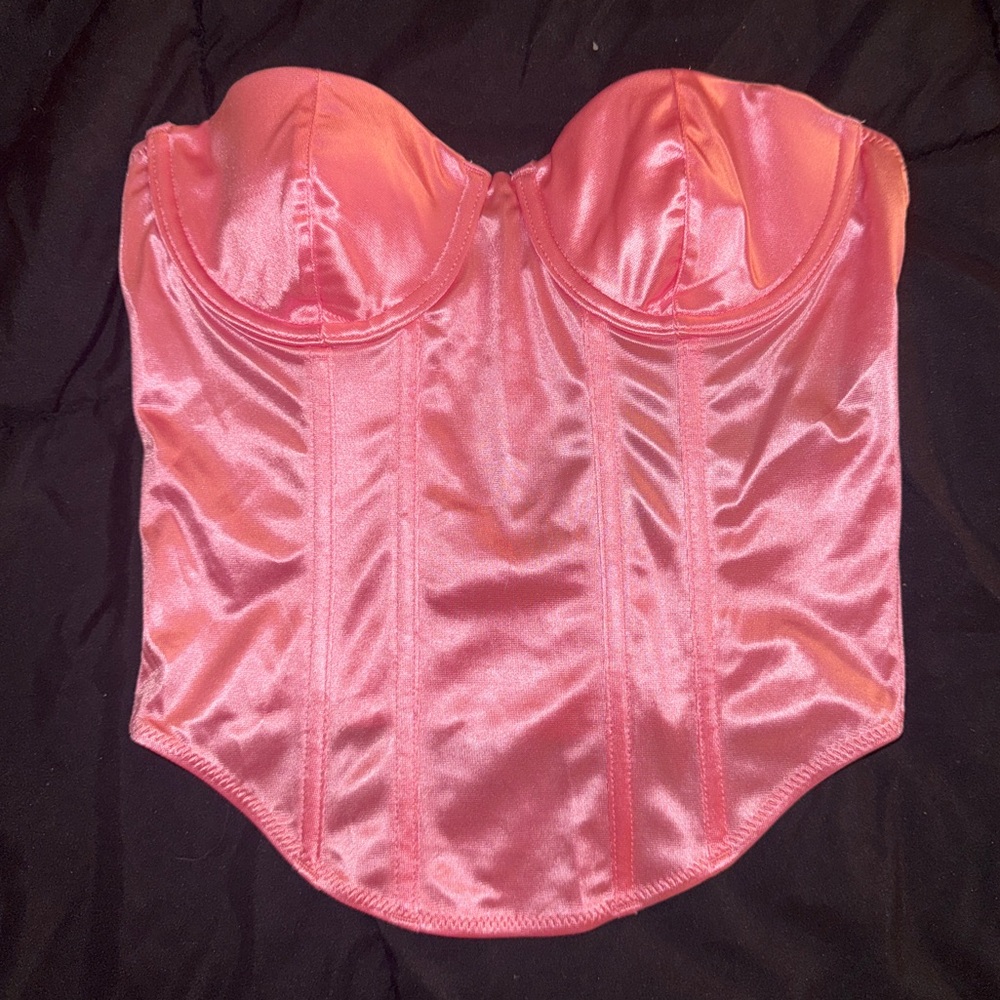 Pink Satin Corset Top